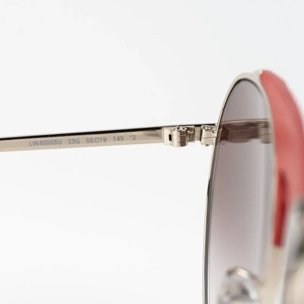 Loewe Women Sunglasses LW40005U 33G Red Leather Brown Gradient Pilot BRAND NEW